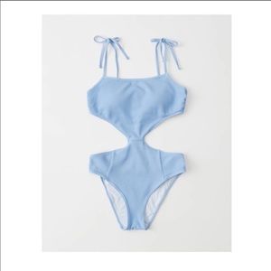 A&F Texture Cutout One Piece Swimsuit - Sz M, Blue